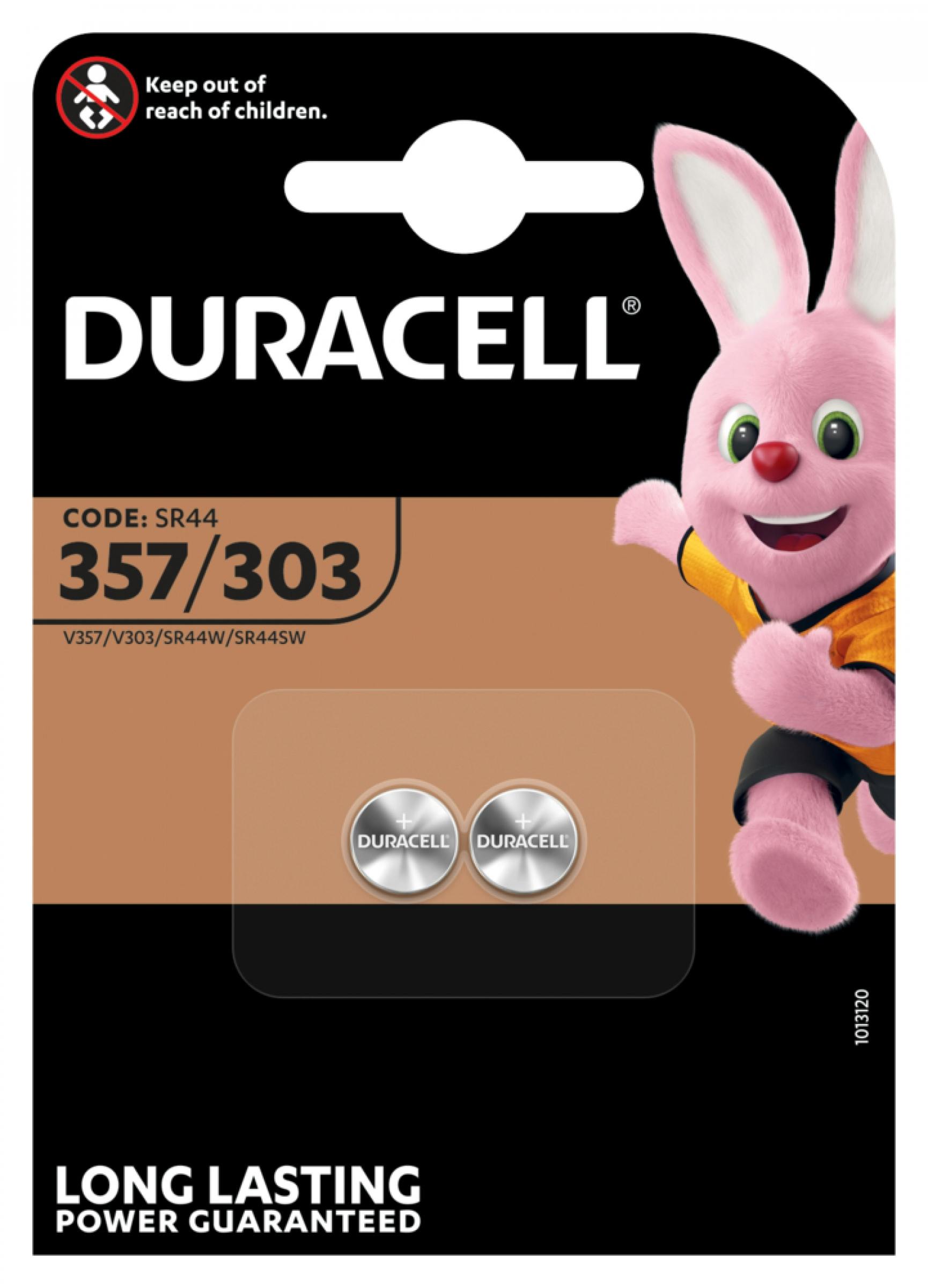 DURACELL pile bouton oxyde d'argent - 357 / SR44 - 2 pieces