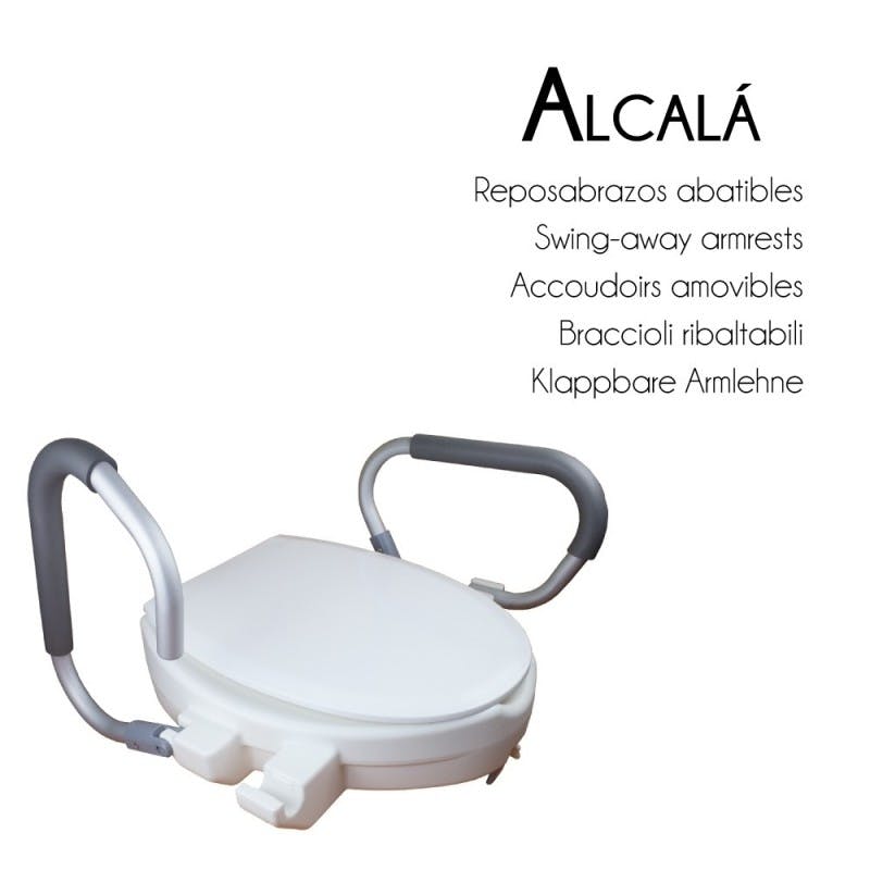 Mobiclinic, Elevador WC para adultos con reposabrazos, Alcalá, 10 CM, para  ancianos, Tapa y reposabrazos abatibles, Movilidad reducida, Blanco