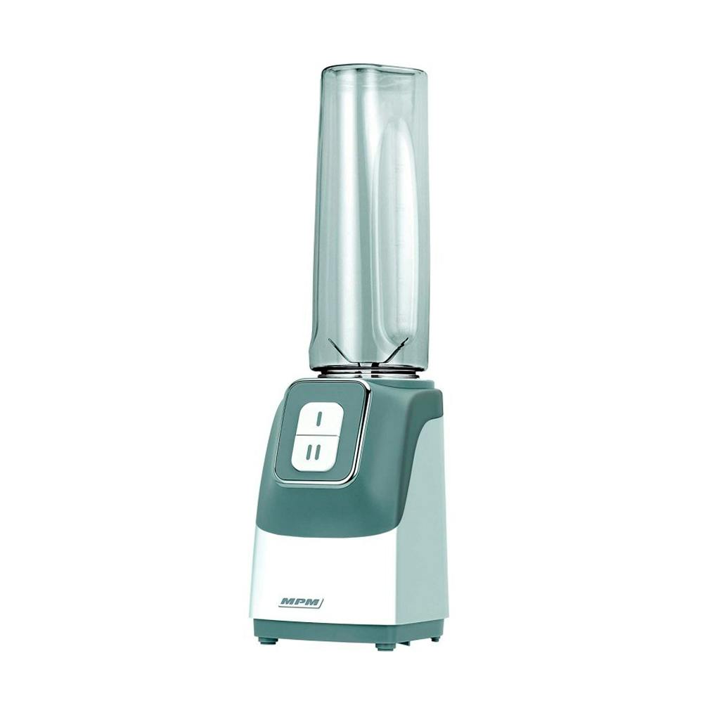 MPM MPM-MBL-22 Mini Frullatore per Frullati e Smoothie ,2 Bottiglie  Portatili, 0,6 L, senza BPA Grigio/Bianco 350 W