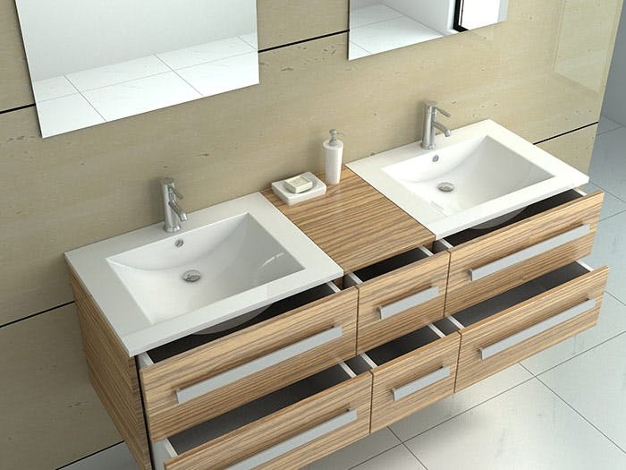 Badmöbel Set Zürich II in holz-dunkel Badset Waschtisch Waschbecken mit