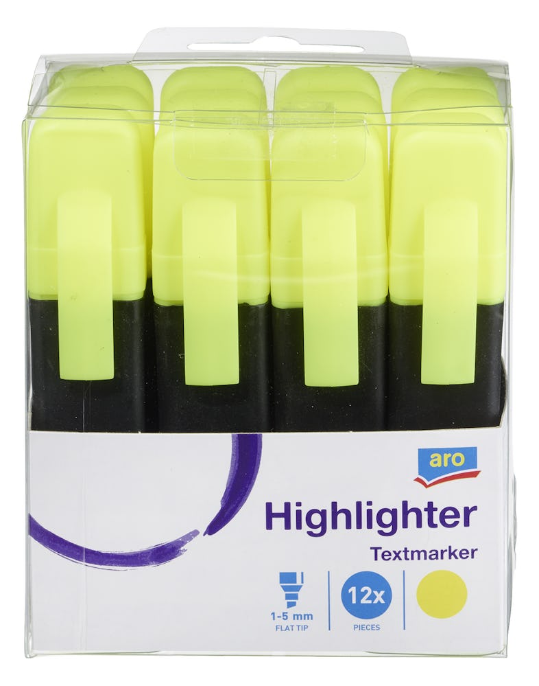 aro Marcador fluorescente, 1-5 mm, amarillo, 12 unidades