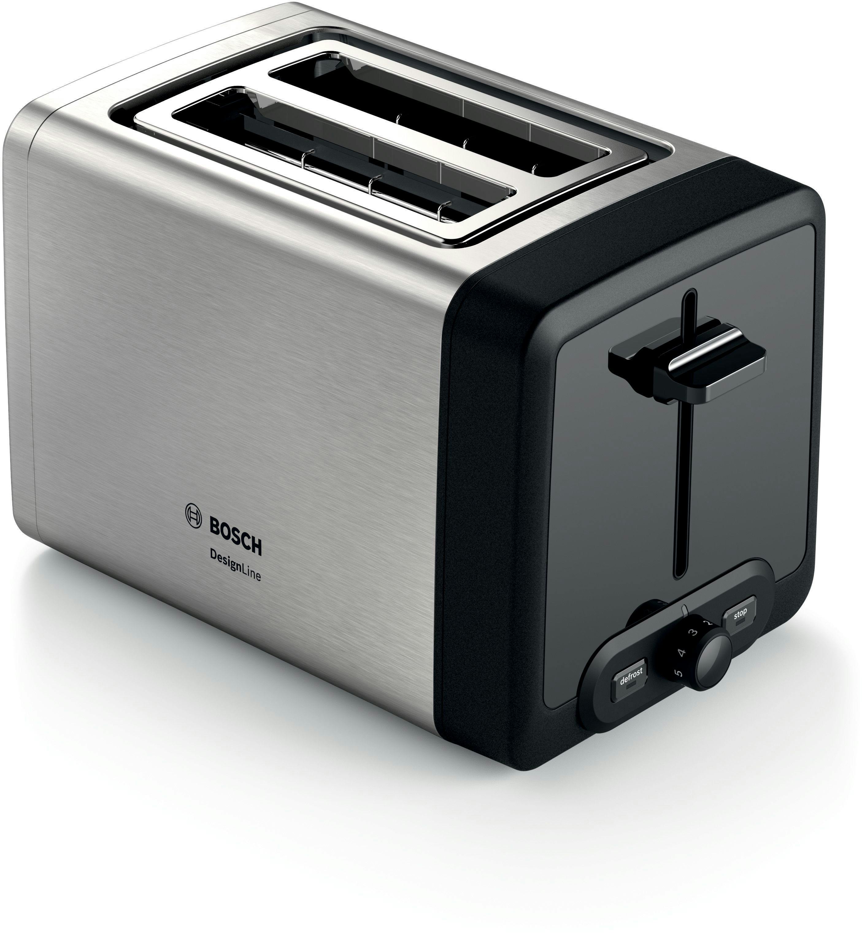 Bosch TAT4P420DE Toaster 2 Scheibe(n) METRO | Silber W Marktplatz Schwarz, 970