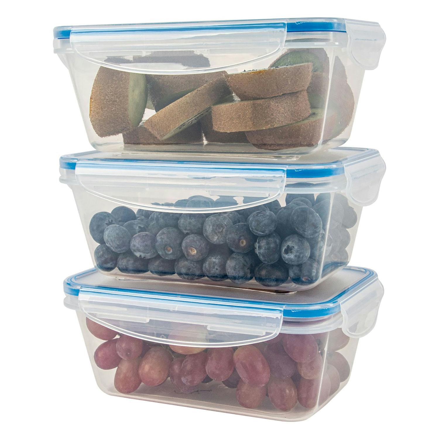 Set di 3 contenitori per alimenti da 2,5, 5,5 e 10 L per la conservazione  degli alimenti, con coperchi