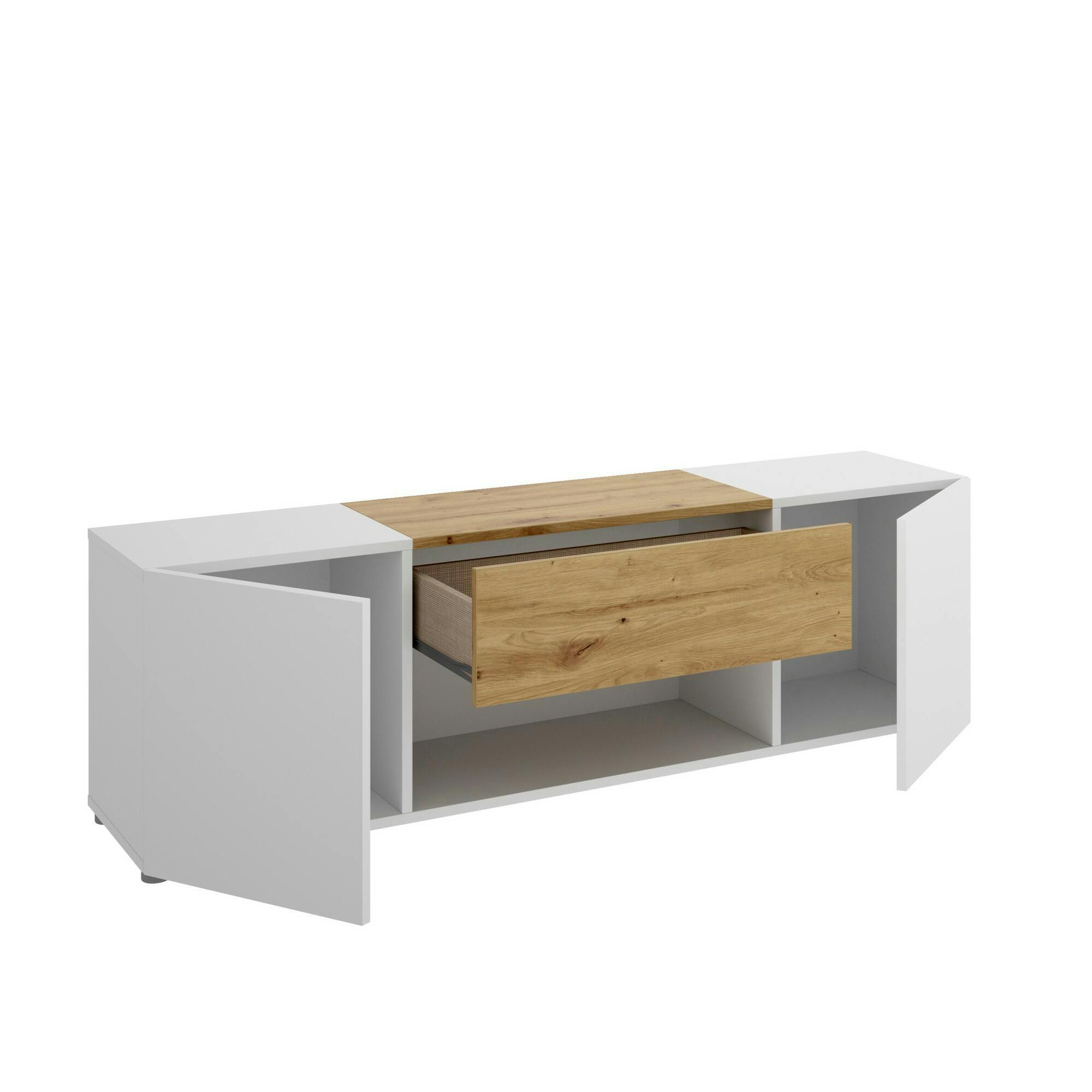 Mobile porta TV Asinara, Credenza bassa da soggiorno, Madia da salotto per  televisione, 155x43h47 cm, Rovere Nodi