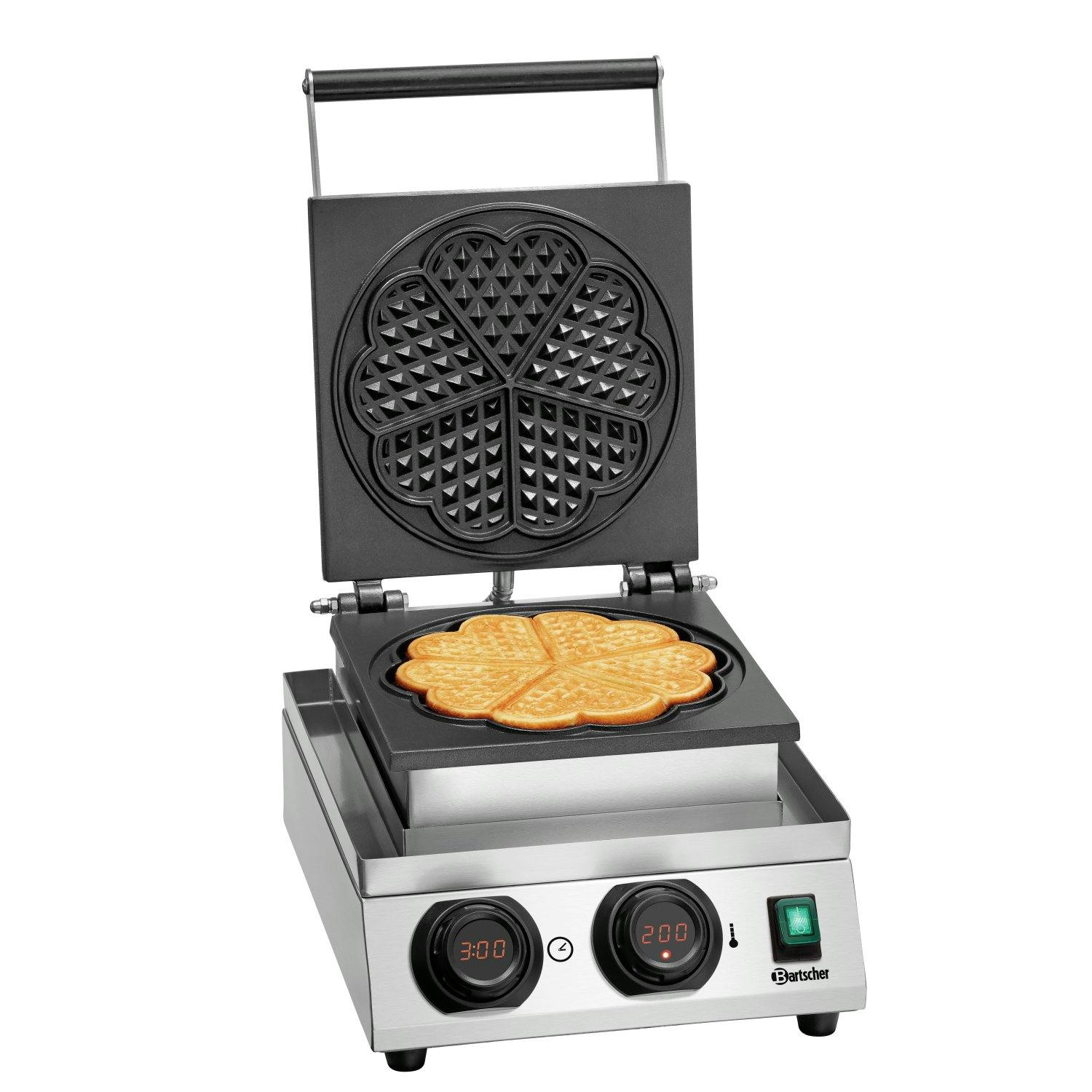 Gaufrier inox simple gaufre en cœur (Ø)210 x (H)16 mm, 1800 W, 220 V ...