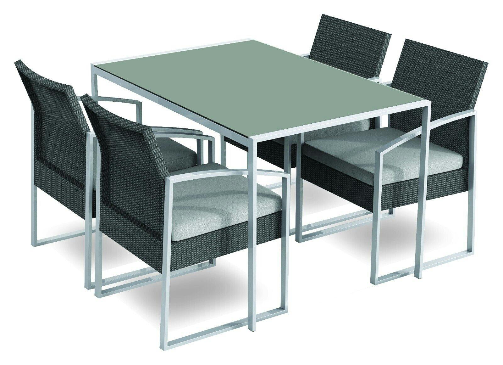 Garden Friend Set Pranzo Bilbao Black Wasched struttura in acciaio