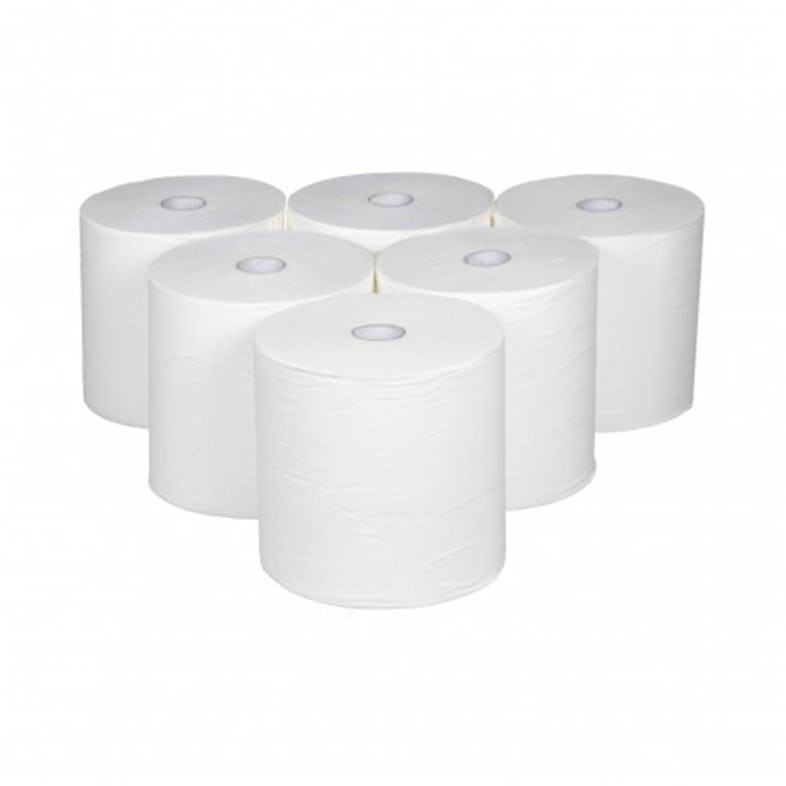 Essuie-mains 450 formats - 2 plis gaufré blancs pure ouate - FORGO Ecolabel  x 6 rouleaux - Daily K