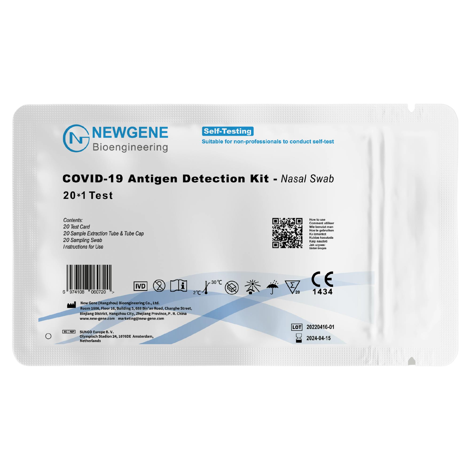 500x Newgene COVID-19 Antigen Selbsttest Im Polybeutel - Nasal Swab ...