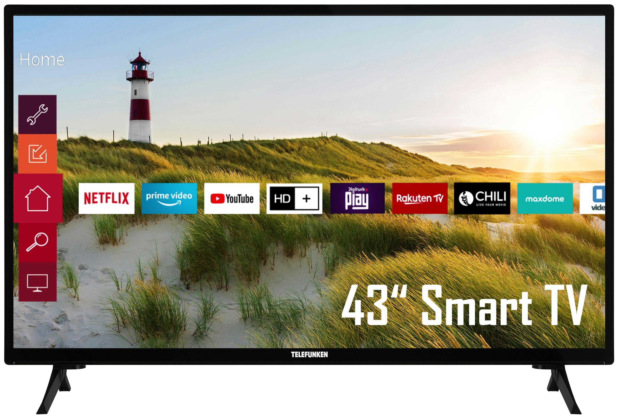 Telefunken XF43K550 TV inkl. HD+ HD, | Marktplatz HDR, - METRO 6 Triple-Tuner) (Full Monate 43 Zoll Fernseher/Smart