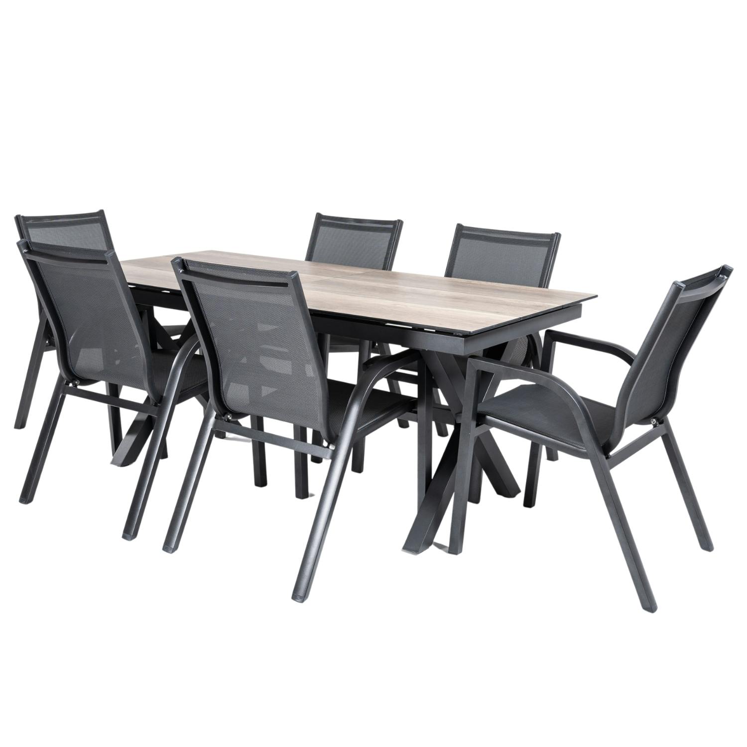 Conjunto de mesas y sillas reforzadas de jardín, Mesa extensible 180 a