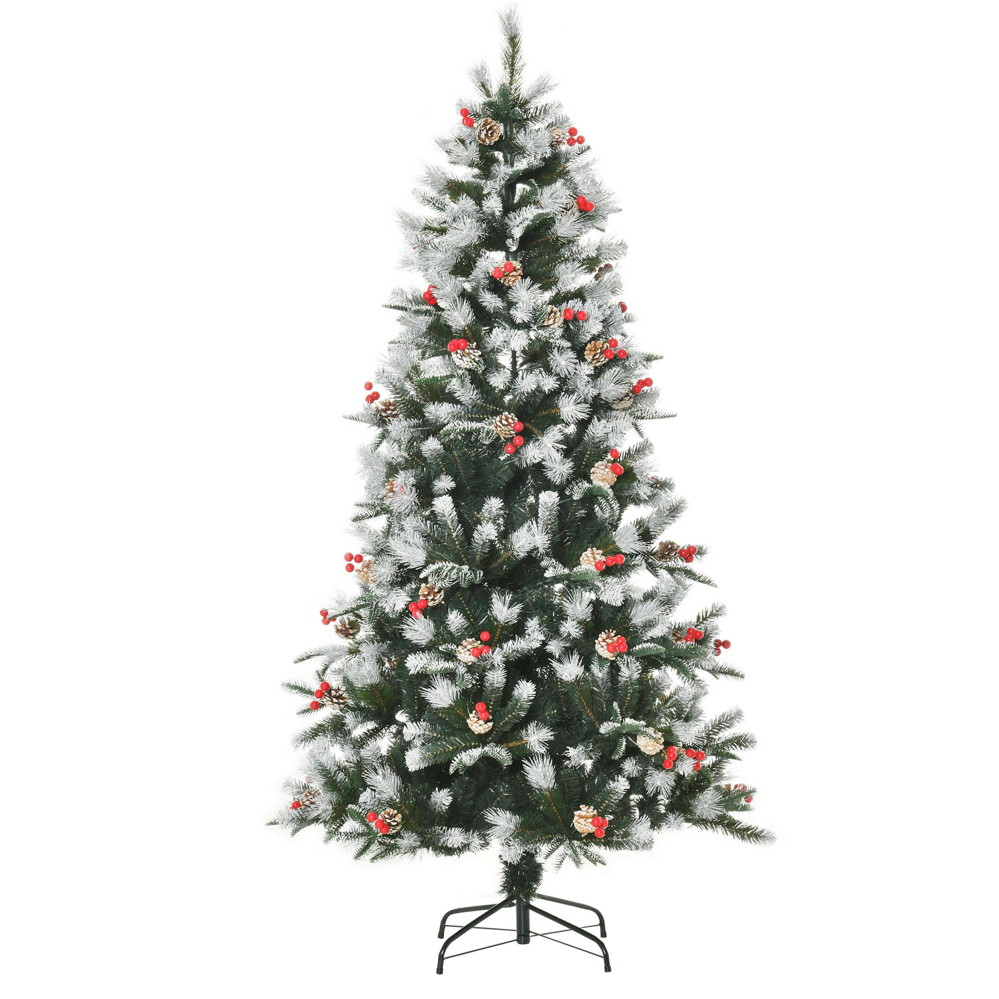 HOMCOM Árbol de Navidad Artificial 180 cm con 678 Ramas 53 Piñas y 53 Bayas  Hojas de PVC PE Base Plegable y Soporte Metálico Decoración Navideña | MAKRO  Marketplace