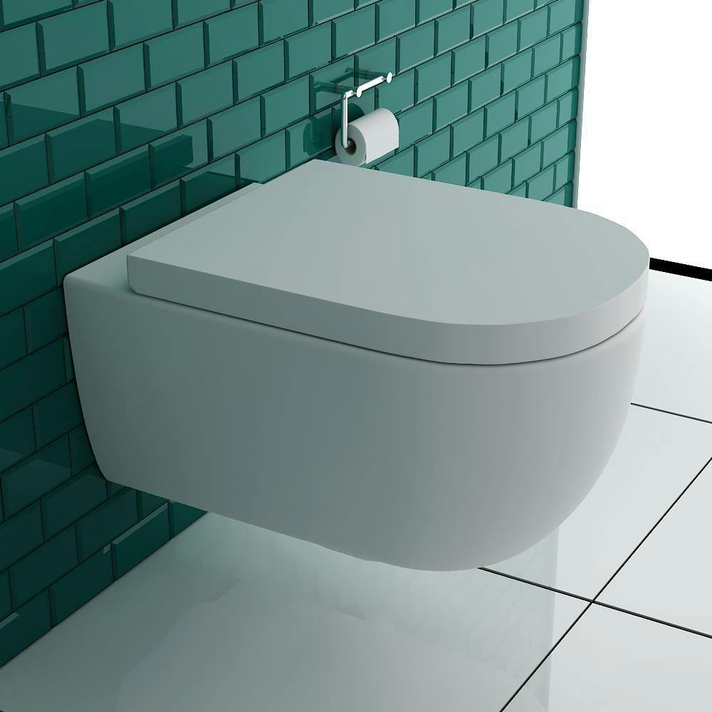 eckig Wand Tiefspül WC Toliette Nano Lotus Beschichtung Softclose Sitz Deckel 