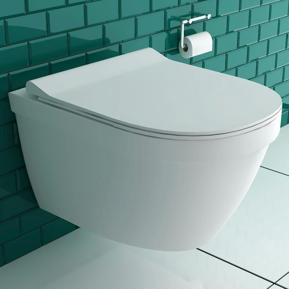 kurz spülrandlos Wand Hänge WC Toilette Nano Lotus Beschichtung Softclose Sitz 