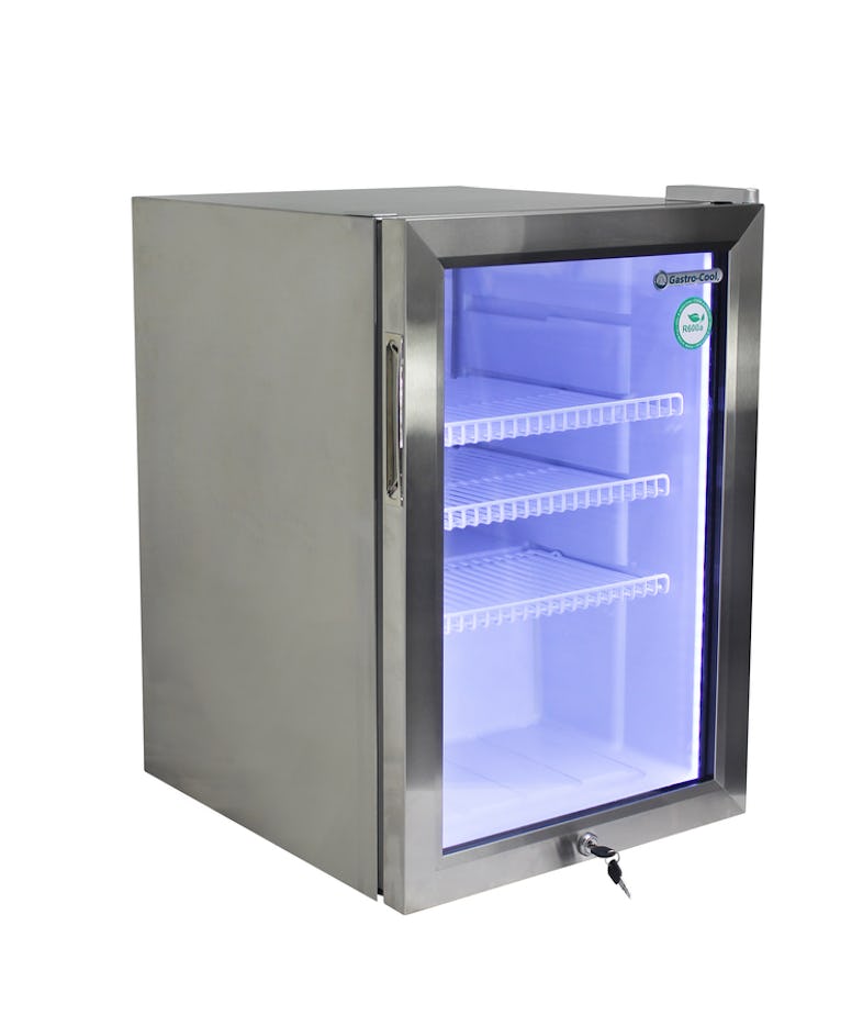 Gastro-Cool Edelstahl Mini-Kühlschrank mit Glastür - LED