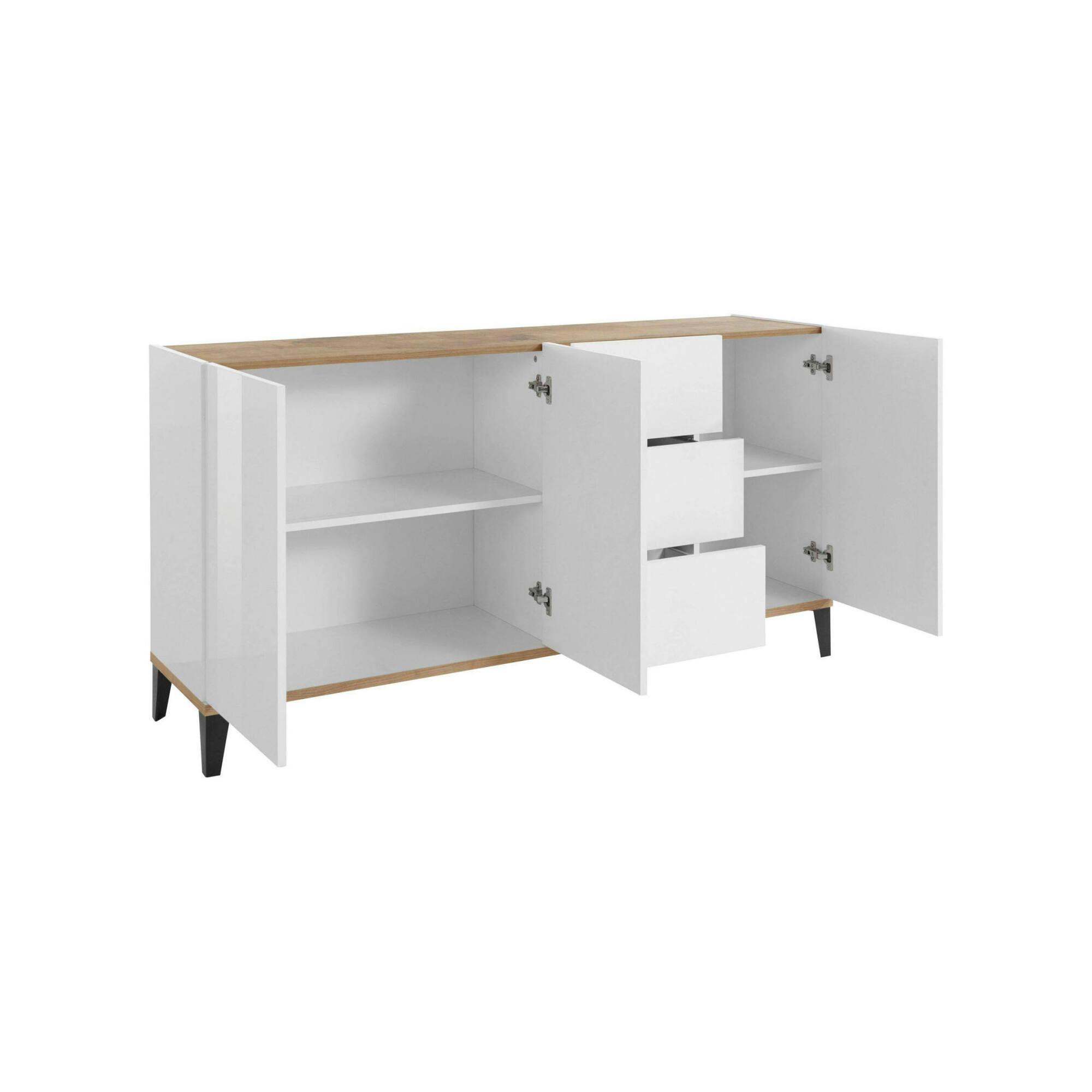 Credenza Paolo, Madia da cucina 3 ante e 3 cassetti, Buffet da