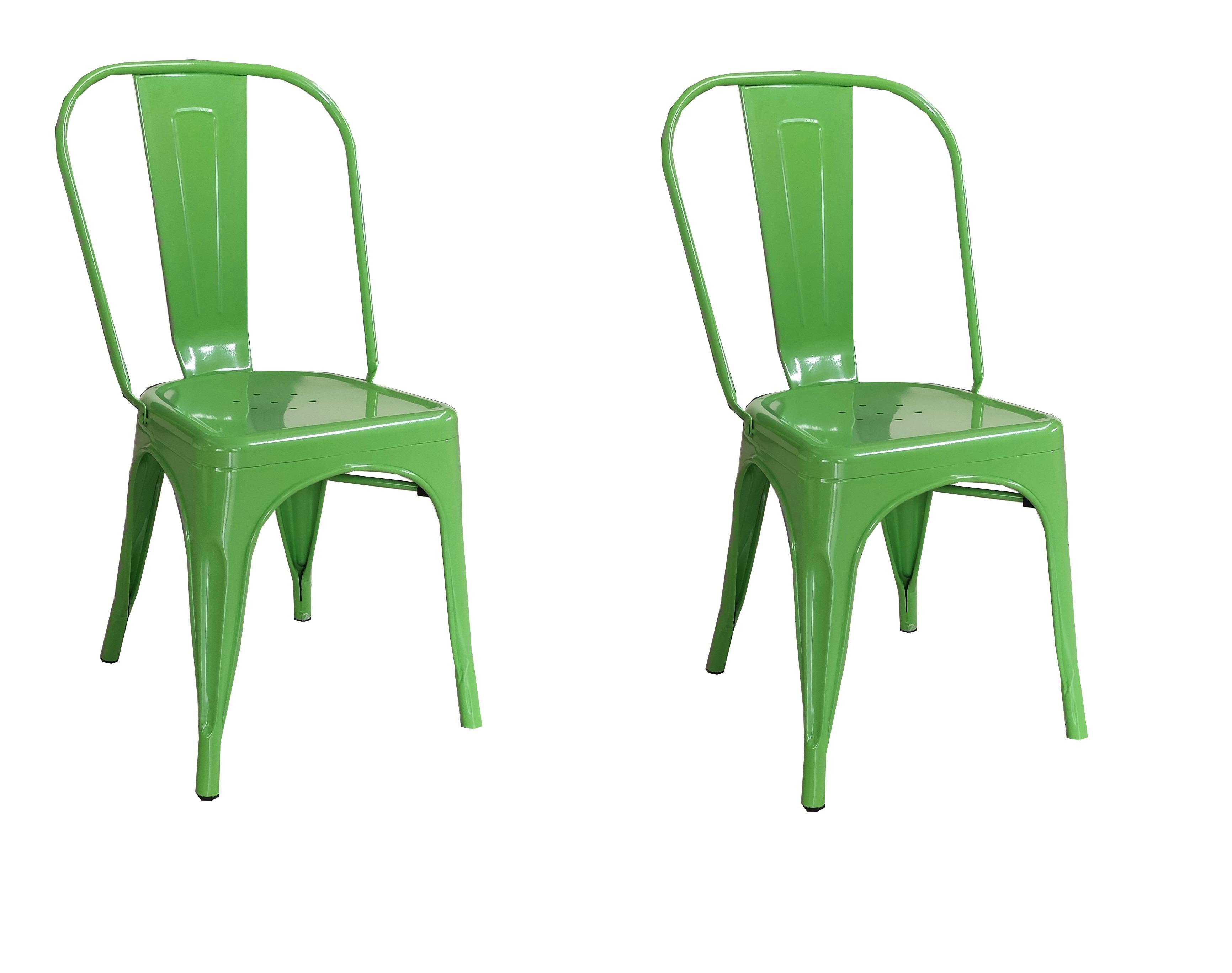 Sedia in Metallo Stile Industriale per Casa Bar Ristoranti Pizzerie. Set 2 sedie  Colore VERDE