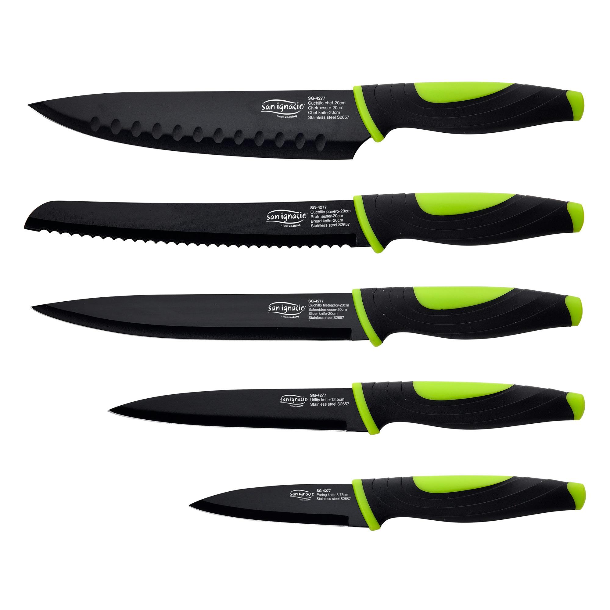 Tacoma de cuchillos San Ignacio negro/rojo 5 pzas