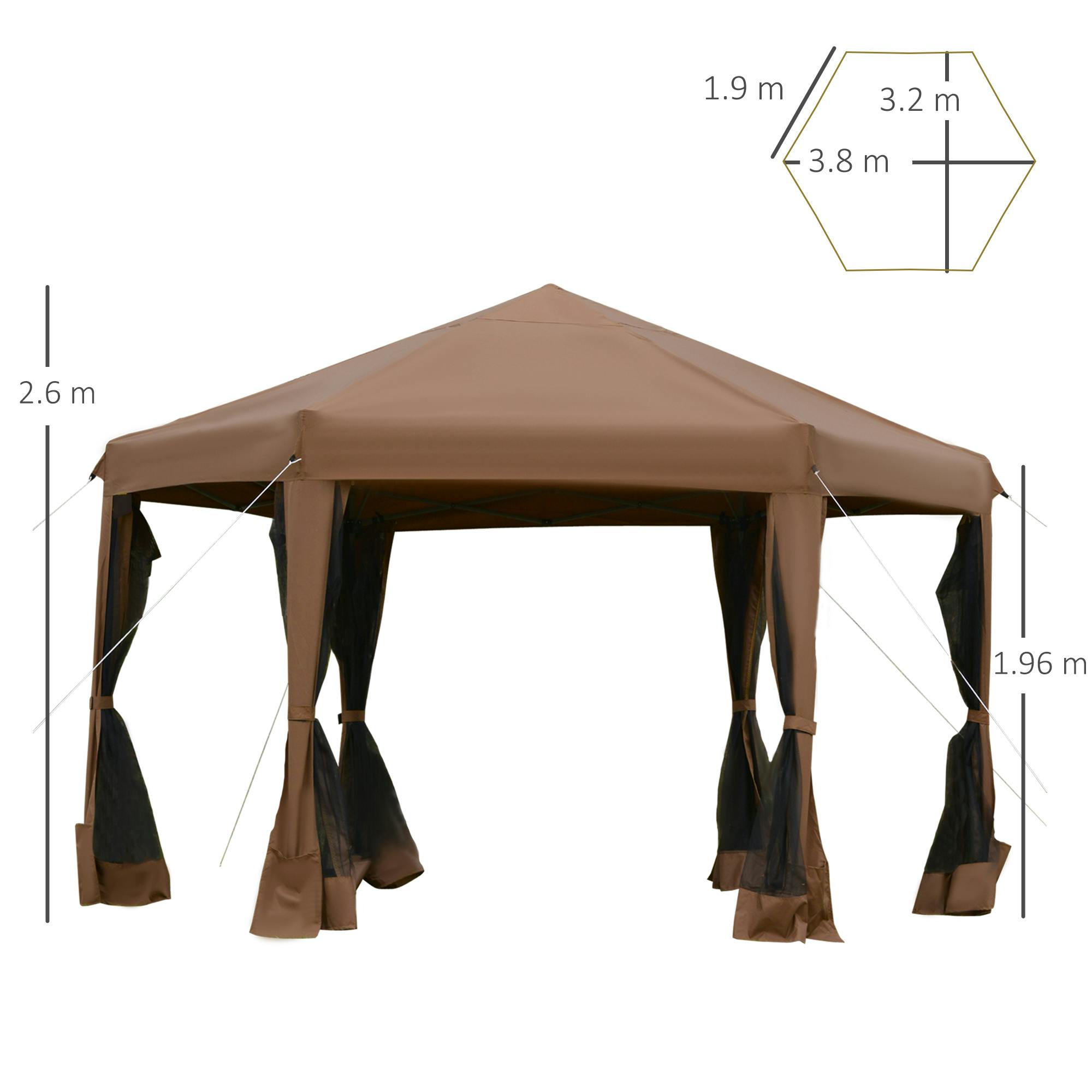 Outsunny Gazebo 2x2 m Pieghevole con 4 Pareti Rimovibili e Borsa da  Trasporto, in Metallo e Poliestere, Marrone