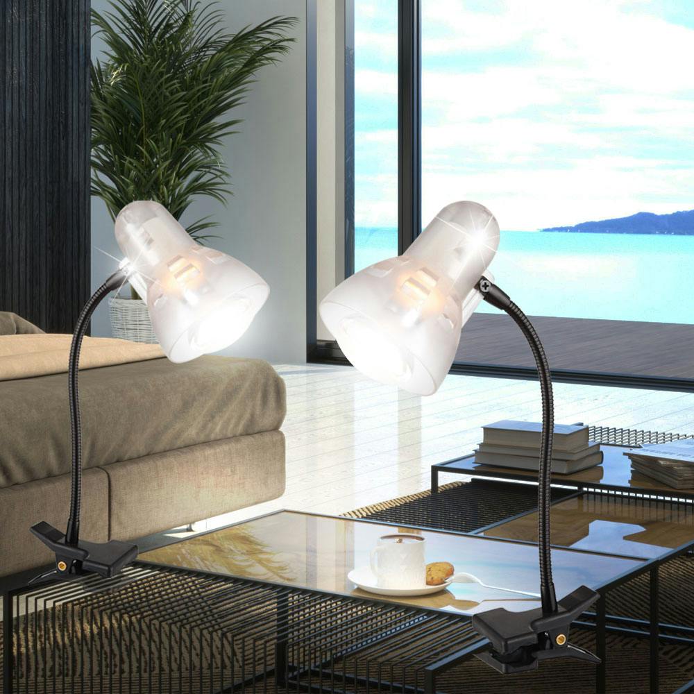 RGB LED Lese Lampe Tisch Klemm Strahler Fernbedienung Wohn Zimmer Flexo dimmbar 