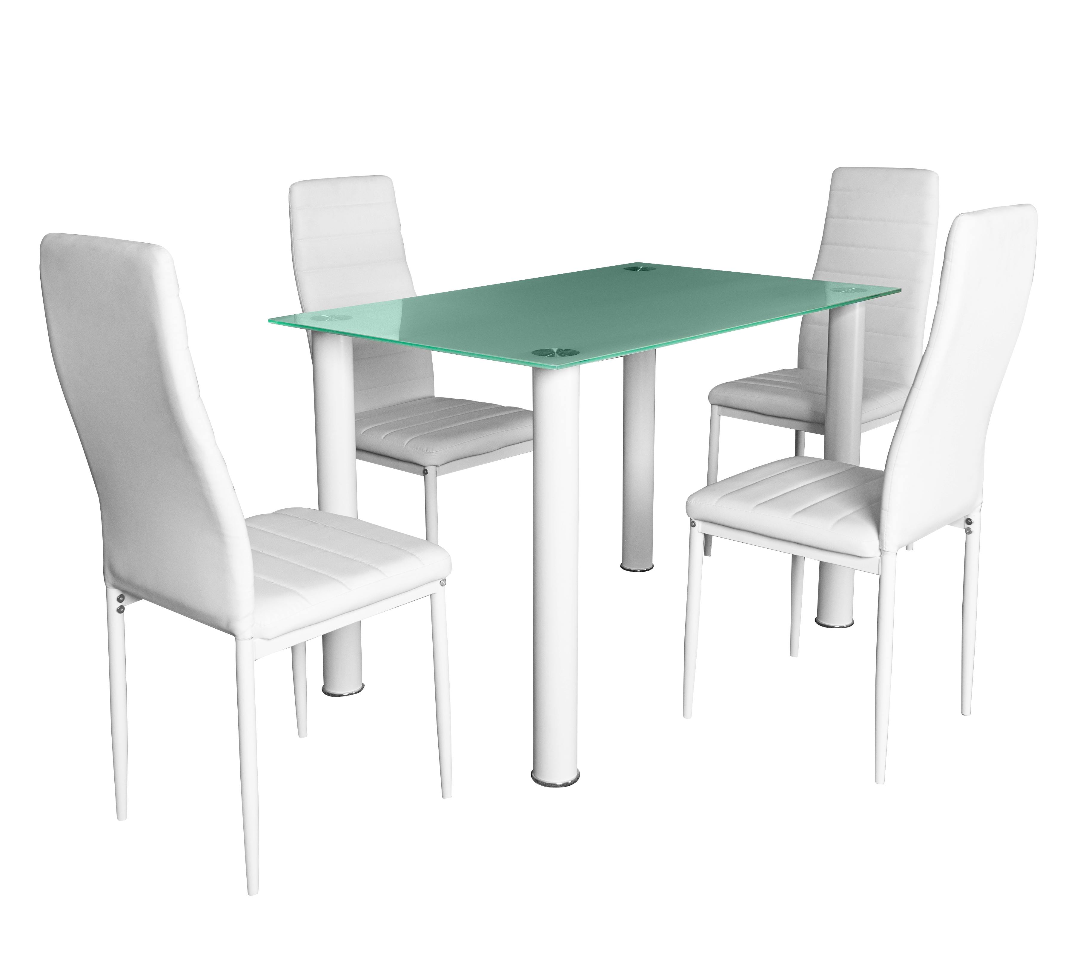 Mesa extensible cristal templado 170X70cm 110X70cm con 6 sillas cristal  templado color Blanco