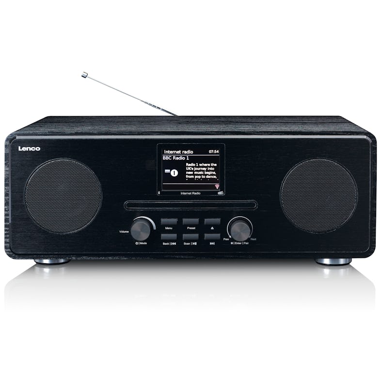 Lenco DIR-260BK - Internetradio mit x 10 und Bluetooth, FM-Radio, CD/MP3-Player, METRO 2 RMS, DAB+ Farbdisplay, | schwarz 2,8\