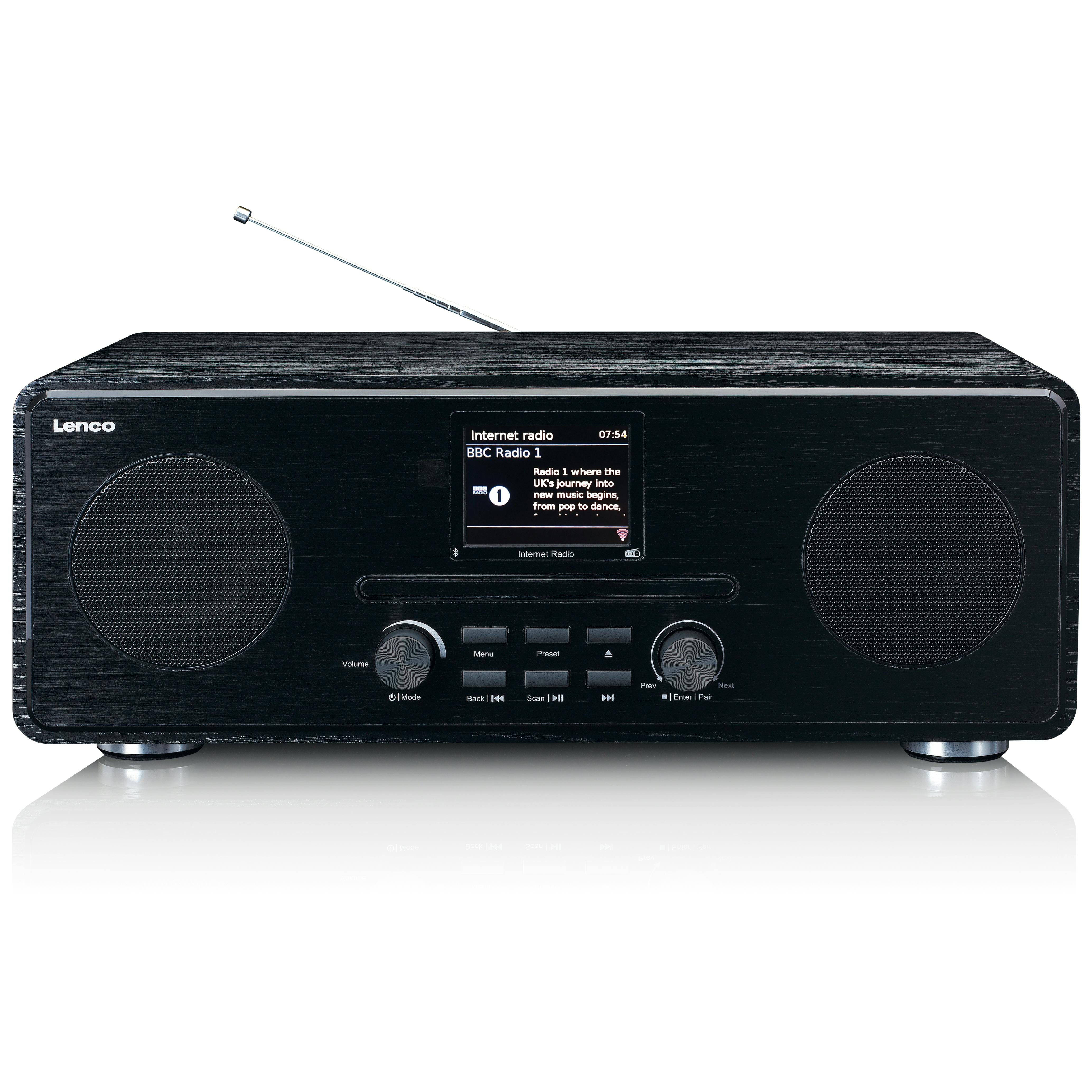 Lenco DIR-260BK - Internetradio mit DAB+ und FM-Radio, CD/MP3-Player,  Bluetooth, 2 x 10 Watt RMS, 2,8
