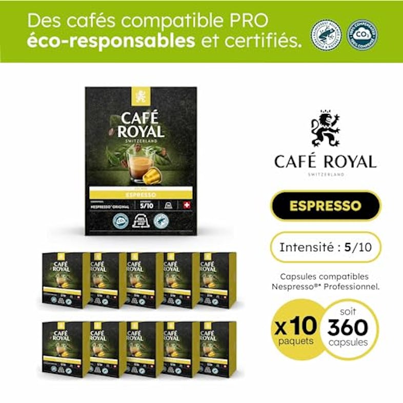 Café en Dosettes - Café Royal Pro, 6 x 50 - Compatibles avec les Machines  à café Nespresso®* Professional - Saveur Espresso Forte BIO