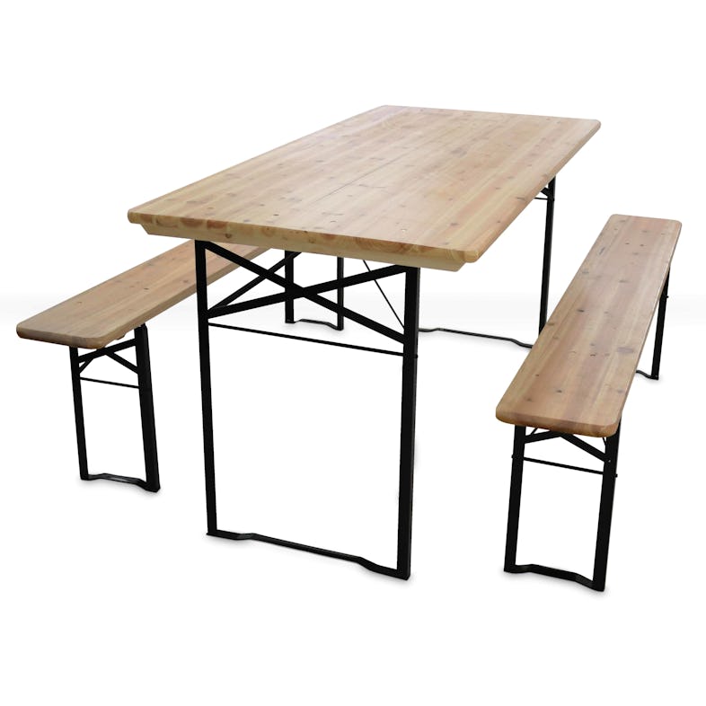 Ensemble table et bancs pliable en Bois 220 cm - DEUBA - Urbain