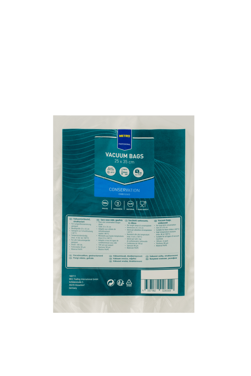 METRO Professional Sacchetti per sottovuoto, 25 x 35 cm, 90 µm, 100