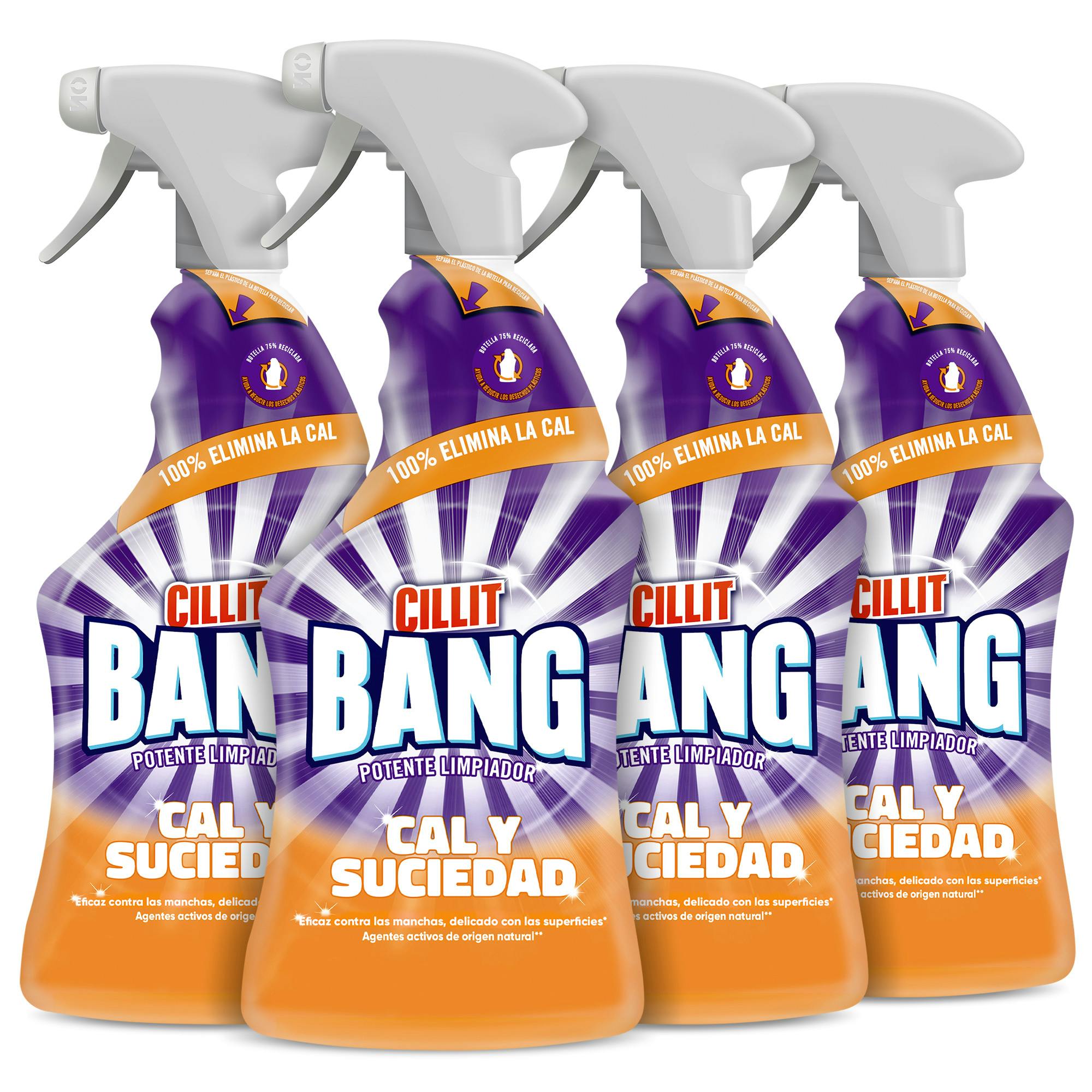 Cillit Bang - Spray Limpiador Cal y Suciedad Pack 4 Sprays x 1Litro