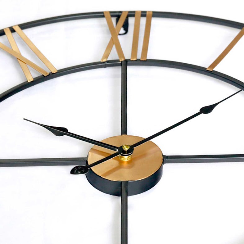 Reloj de Pared Vintage Negro/Madera Oscura Ø80cm Thinia Home