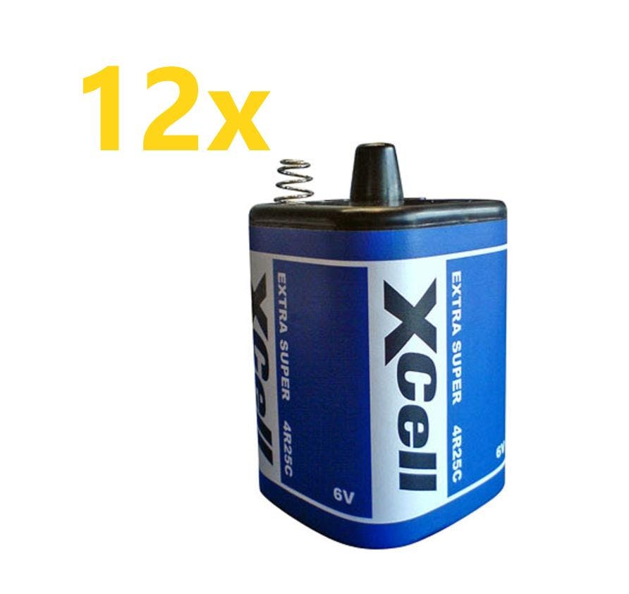 12x XCell 4R25 6V 9500mAh Block Battarie Set,für Blinklampen Baustellenlampen 