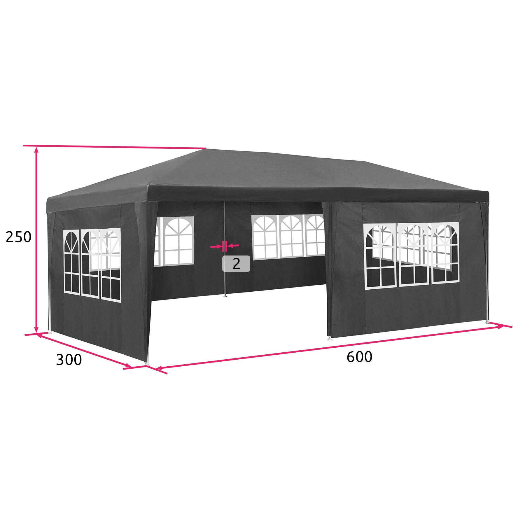 feedback galop Gek tectake paviljoen 6x3m met 5 zijdelen - grijs - 402303 | MAKRO Webshop