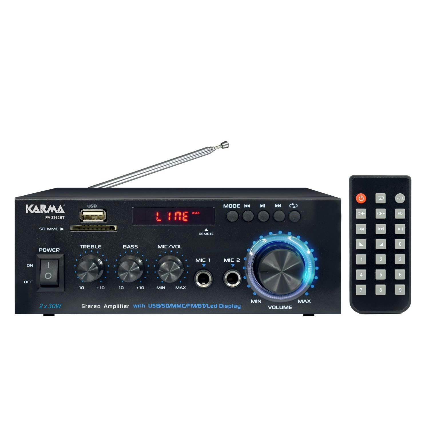 Amplificateur Karaoké 2X50W FM/USB/MP3/BT Karma