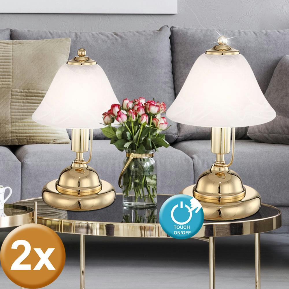 2x LED Retro Tisch Lampen kupfer Wohnzimmer Vintage Filament Glas Leuchten rauch 