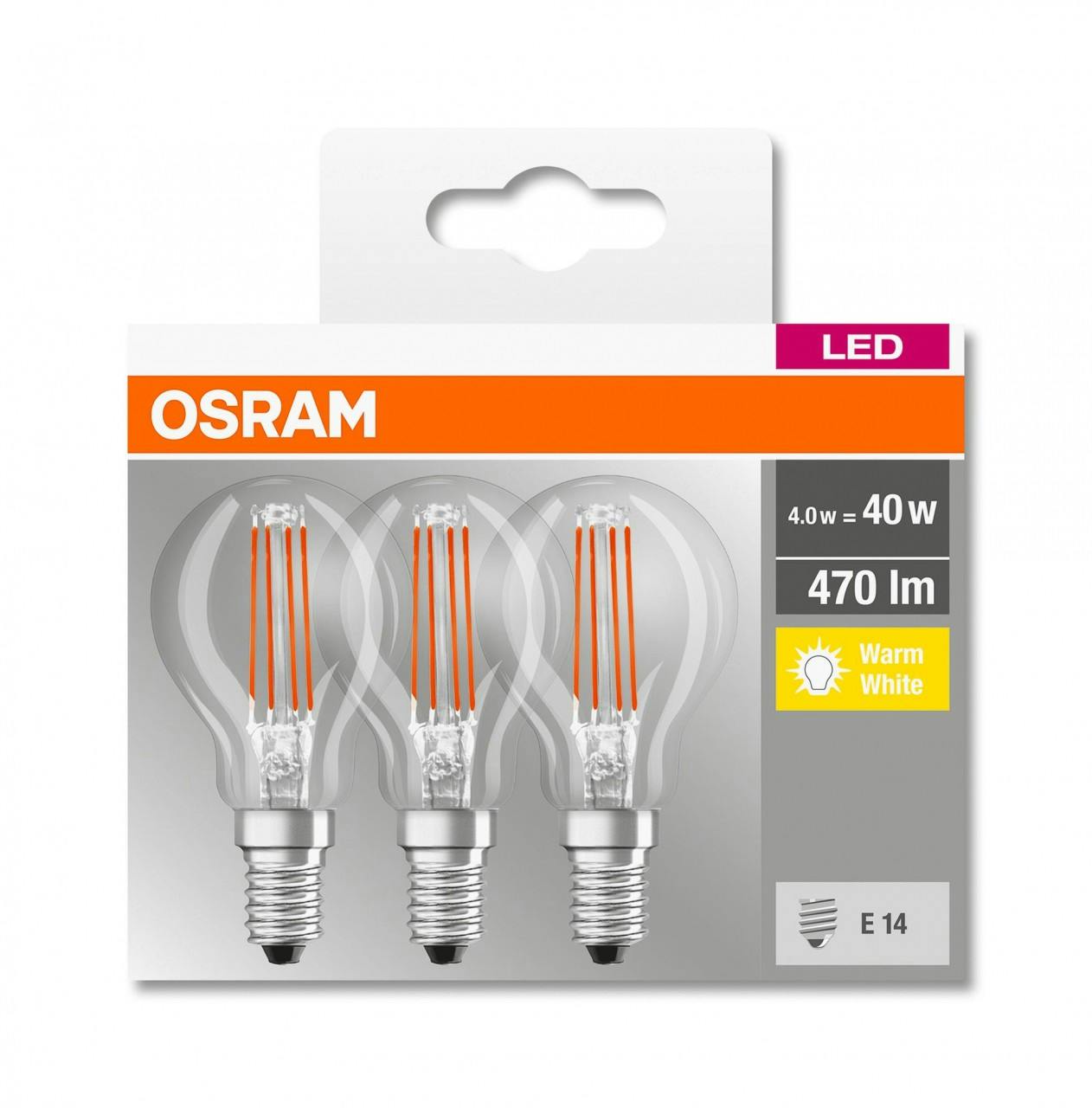 OSRAM Lampadina LED a filamento, sfera 40W 4000K E14 - Confez. da