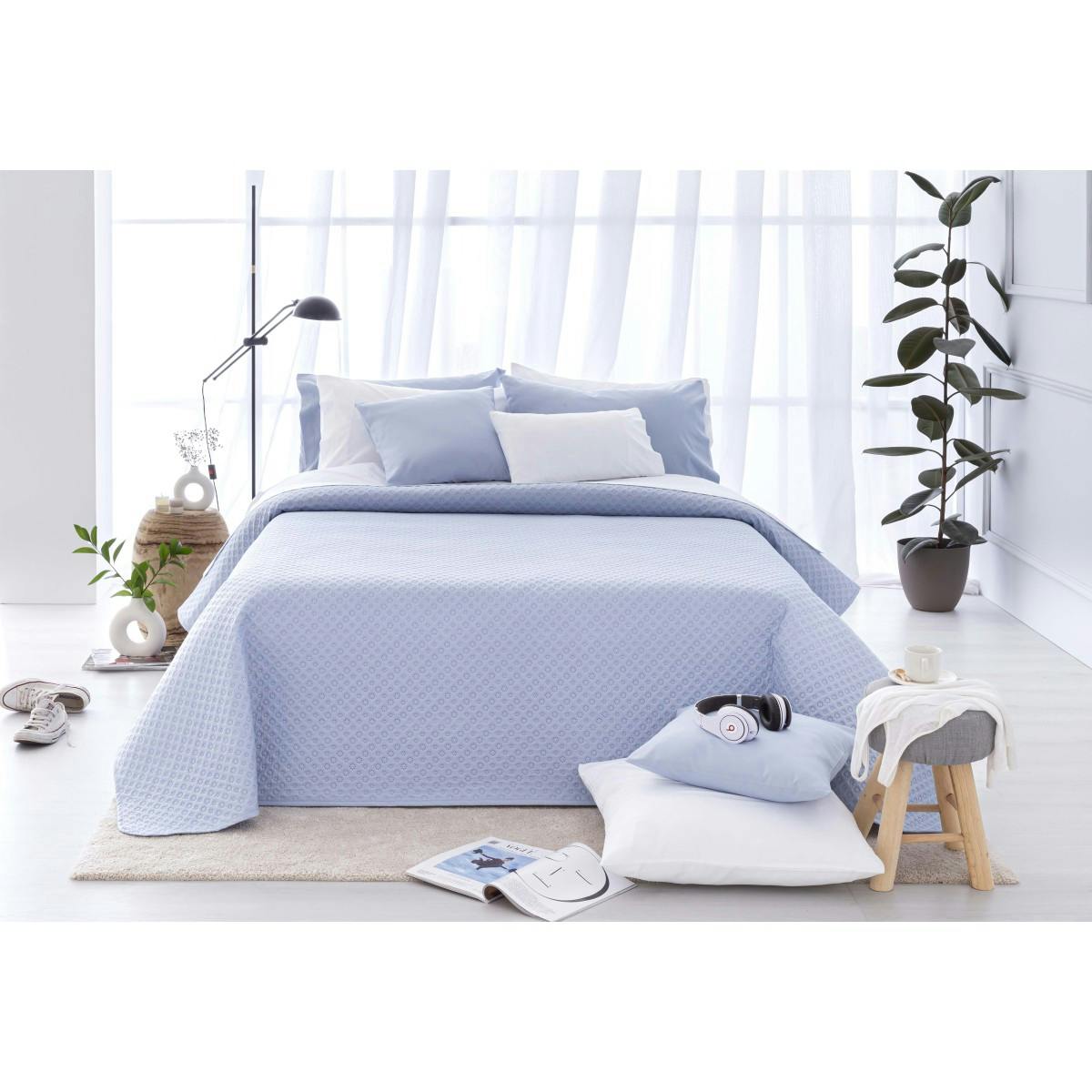 Colcha chic azul claro cama 120/135 230x260cm | MAKRO Marketplace