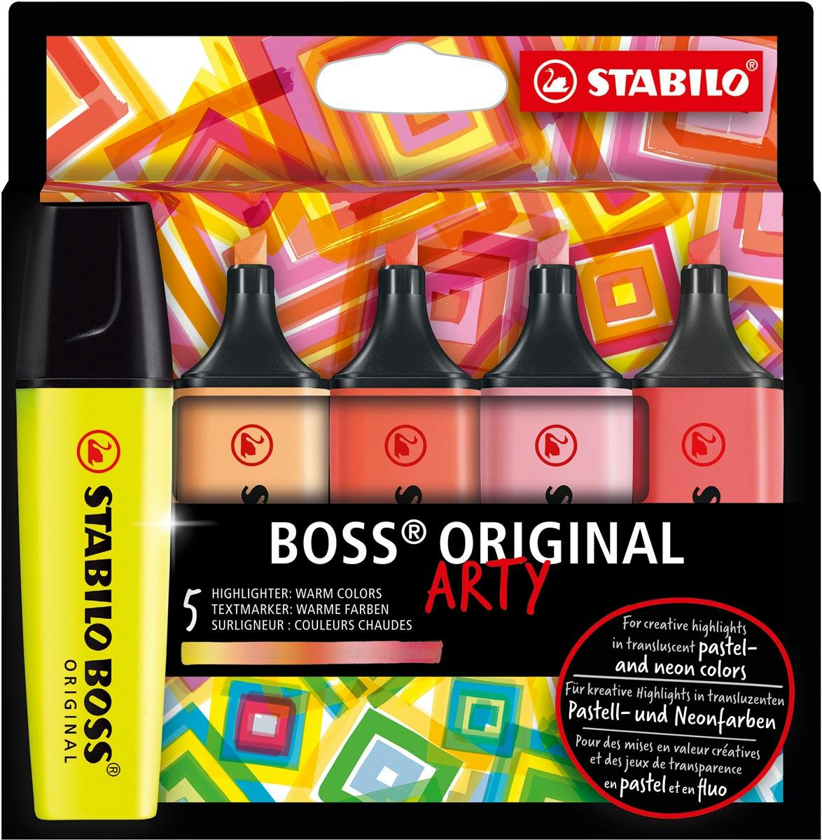 STABILO 5 surligneurs BOSS ORIGINAL ARTY couleurs chaudes