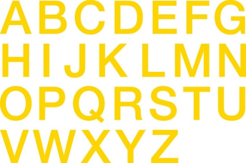 Aufkleber I Stanzbuchstabe A-Z, gelb, Folie, selbstklebend, Schrifthöhe  60mm, 26/VE