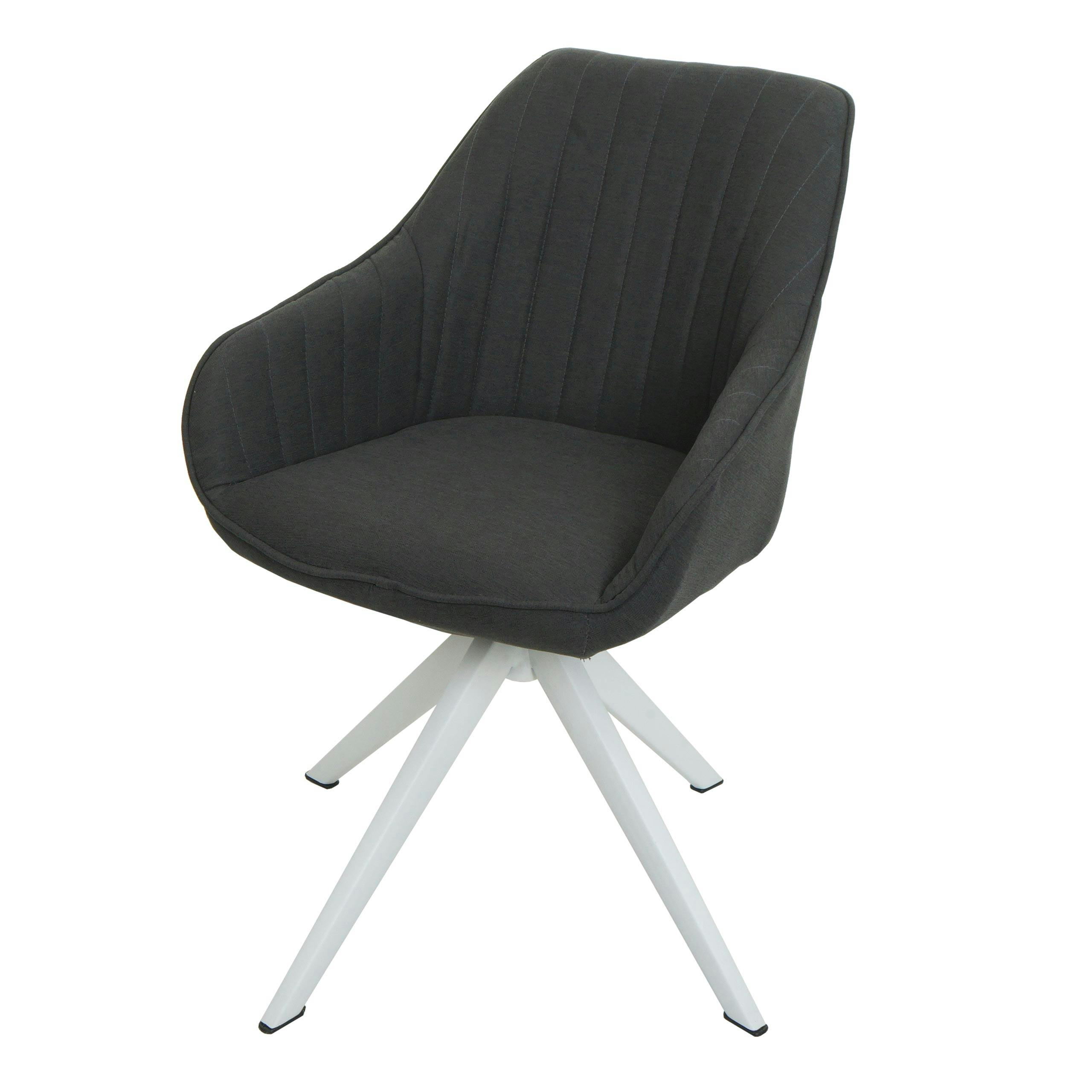 Esszimmerstuhl HWC-K27, Küchenstuhl Stuhl mit Armlehne, drehbar Stoff/Textil  ~ dunkelgrau