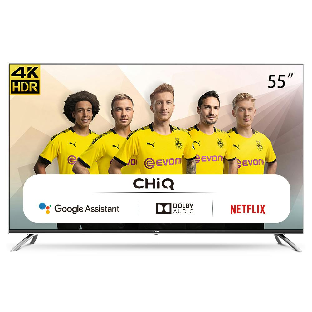 HDMI Netflix WiFi Smart TV Android 9.0 UHD Bluetooth Google Play Store Google Assistant 4K USB CHiQ Televisor Smart TV LED 55 Pulgadas Prime Video U55H7A 