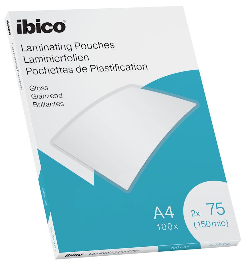 Ibico Value Confezione da 100 Buste per Plastificazione a Caldo, con  Finitura Lucida, in Formato A4, Spessore di 2 x 75 Micron, 216 x 303 x 2 mm