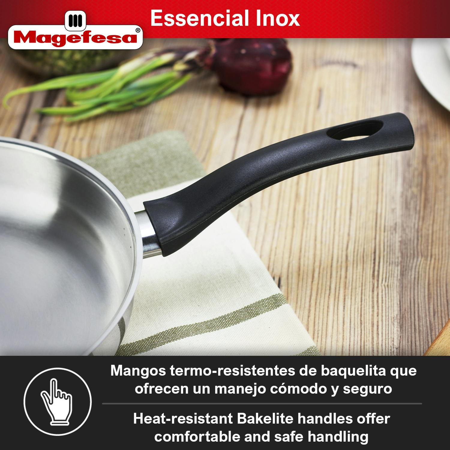 Magefesa ® Essencial Inox set de sartenes de 24 + 28cm de Ø, sin  recubrimiento, sin antiadherente, ecológica, fabricadas en acero inoxidable