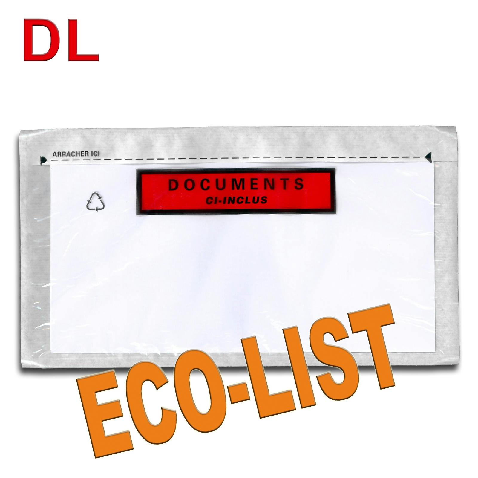 100 Pochettes Documents ci-inclus ECO-LIST A4