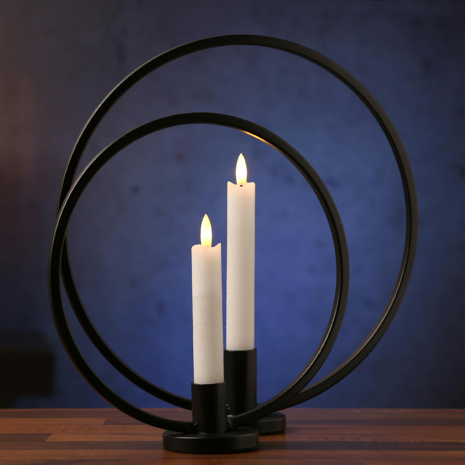 Stabkerzenhalter Ring schwarz 2er Kerzenständer | Ringform Set METRO Kerzenhalter Marktplatz