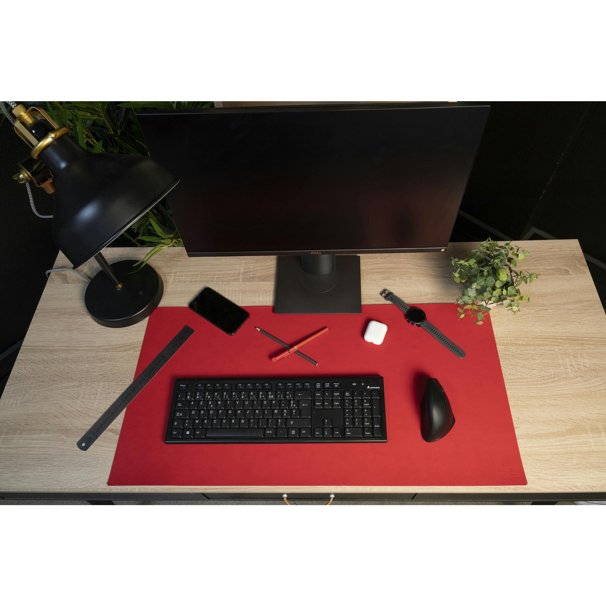 EXACOMPTA Tappetino da scrivania 29161E per mouse, laptop o gamers, in  similpelle PU bicolore nero/rosso, formato 43x90 cm.