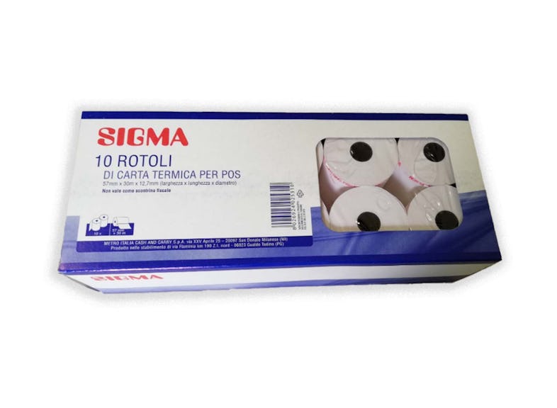 Sigma rotoli per POS, carta termica BPA free 55 g/mq, 57 mm x 30 m, 10  rotoli per confezione