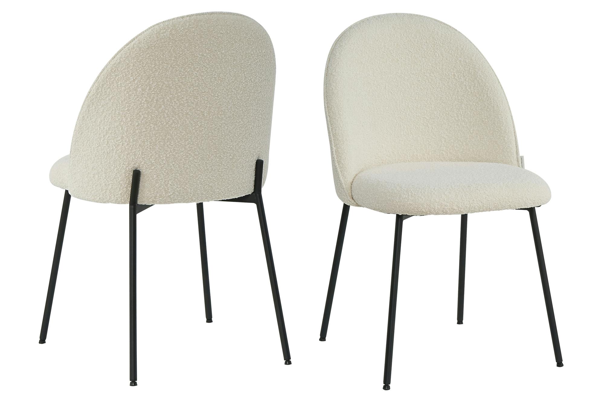 SIT Möbel Tom Tailor Stuhl 2er-Set | T-Bouclé Pad Chair | gepolstert beige|  Beine Metall schwarz | B57xT54xH52cm |02412-03 |Serie SIT&CHAIRS | METRO  Marktplatz