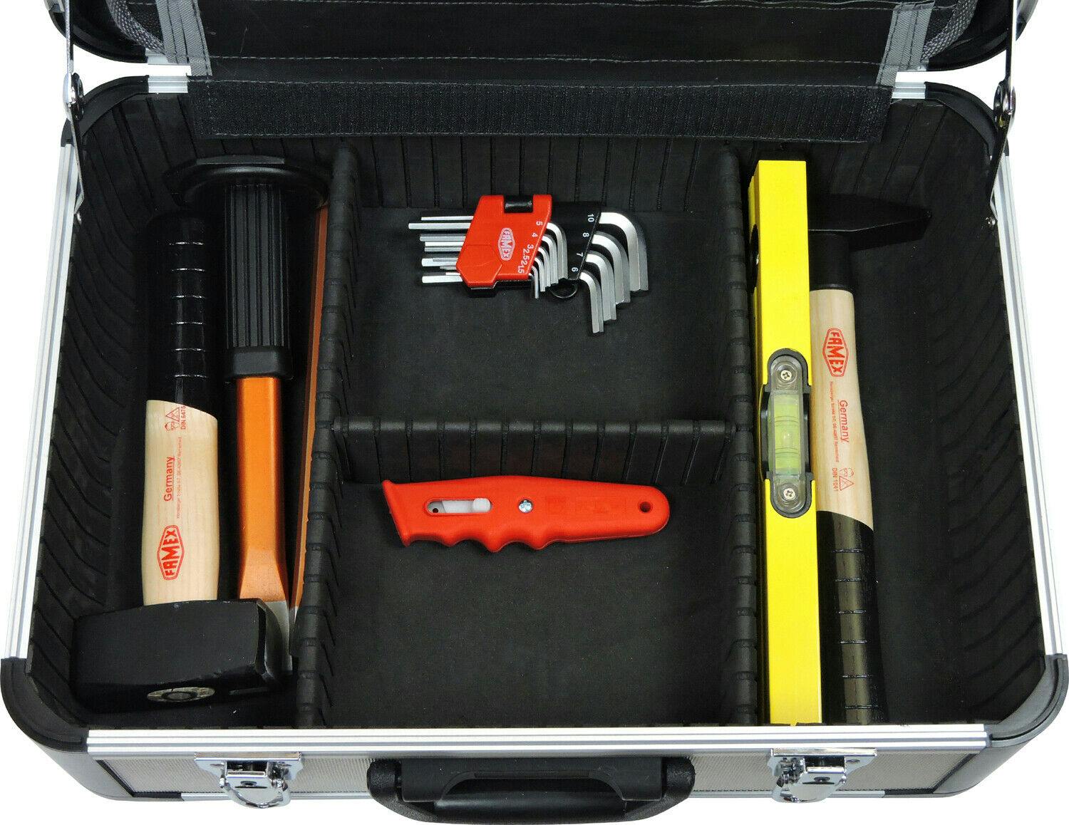 FAMEX 478-10 Alu Werkzeugkiste | für mit - Werkzeugkoffer den Elektriker METRO Elektriker Marktplatz Set Profi Werkzeug