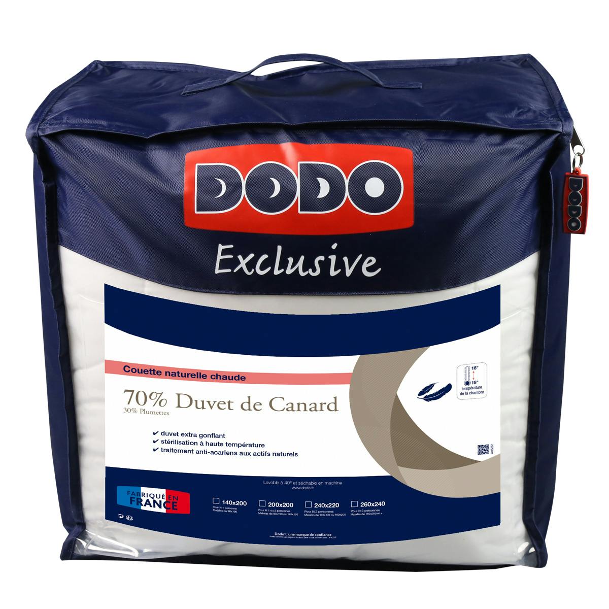 DODO - Couette duvet Tradition TEMPEREE - 70% Duvet d'Oie